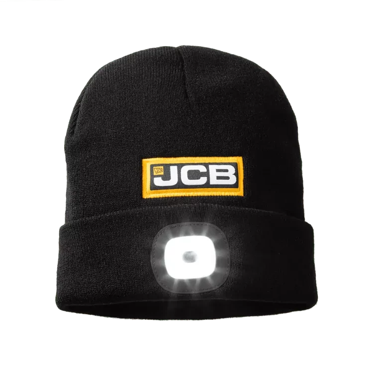 JCB Black Yellow LED Beanie fcspares